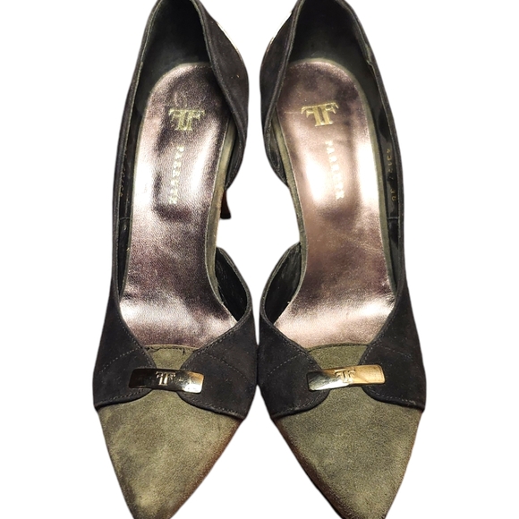 New No Box FarrutX Metal Heel Pumps Black and Grey Suede size 36 - Picture 2 of 10